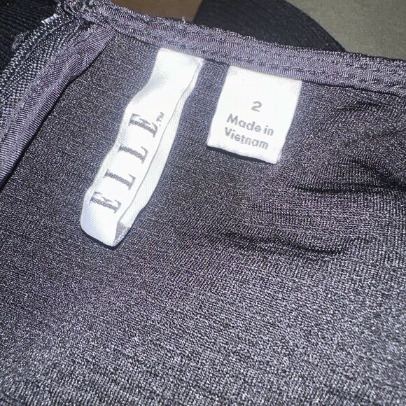 Women's Elle Black Sleeveless Peplum Stretch Knit Dress Size 2 EUC - Picture 9 of 9